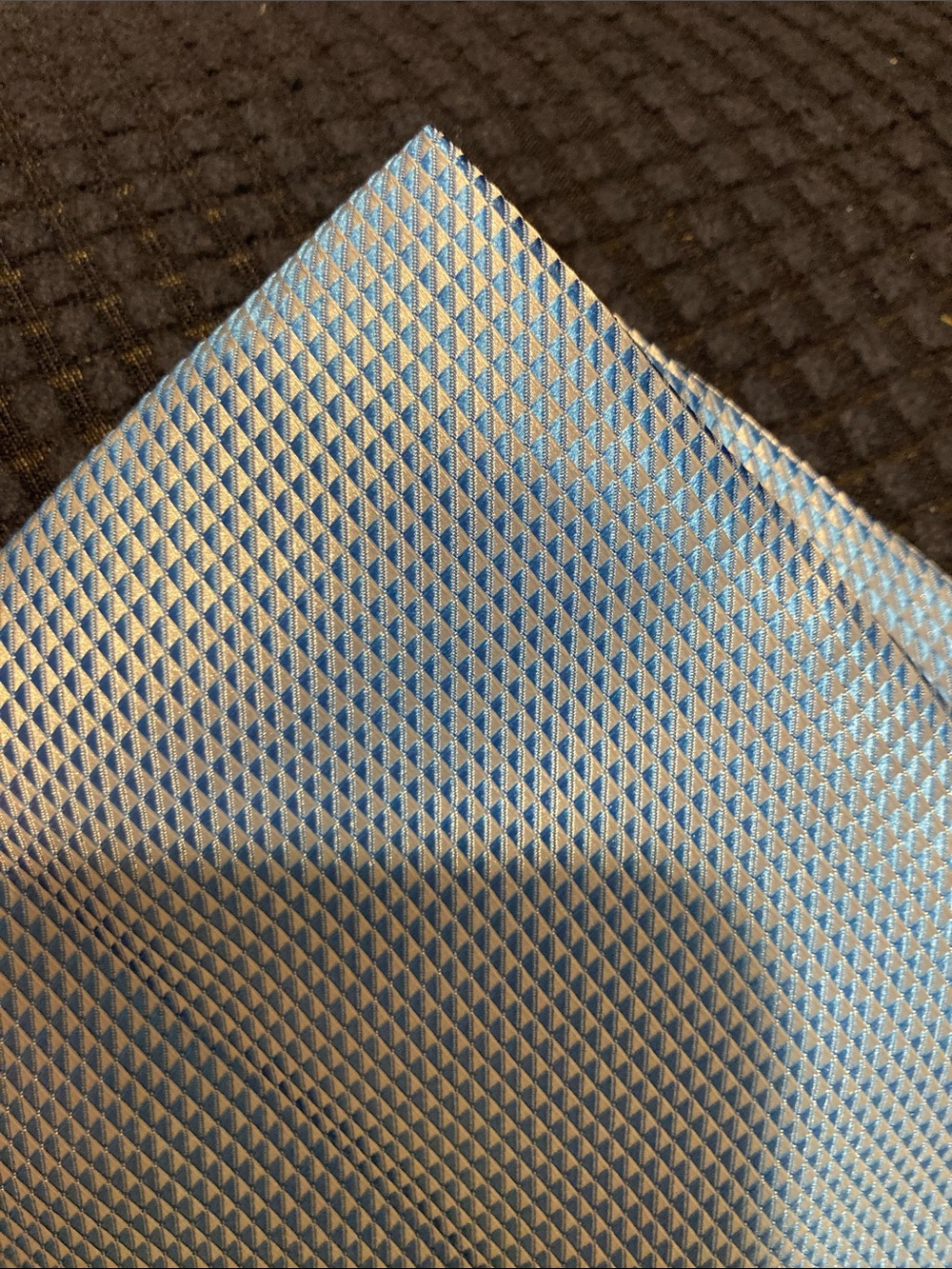 5/$15 Tiny Patterned Blue & White Triangles Handkerchief 10.5x10.5”